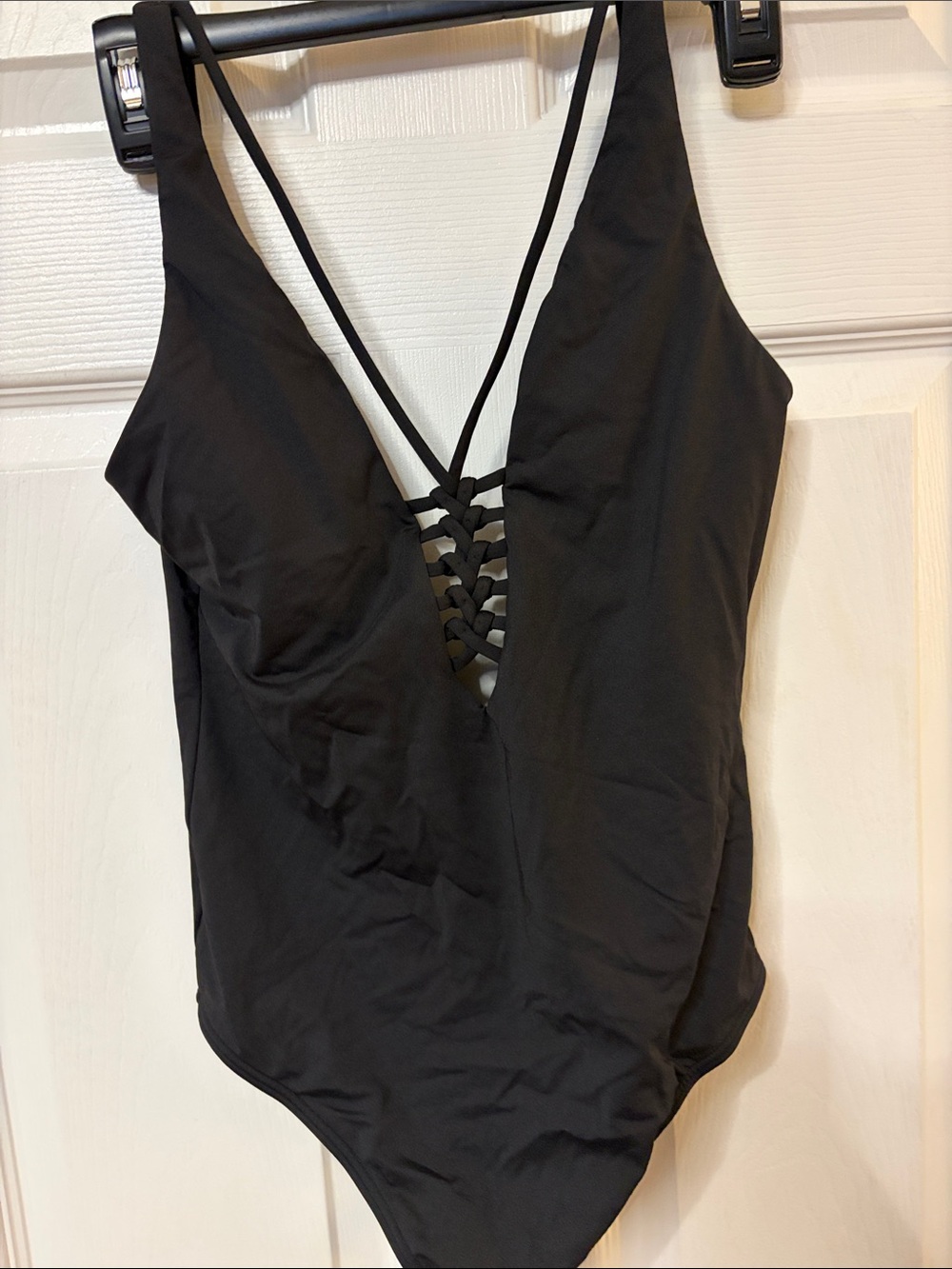O'Neill Black Deep V Lace-Up One-Piece Bodysuit
